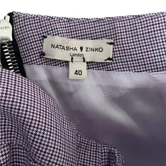 Natasha Zinko Women's Purple Checkered 100% Cotton Midi Dress US8 - Picture 9 of 11